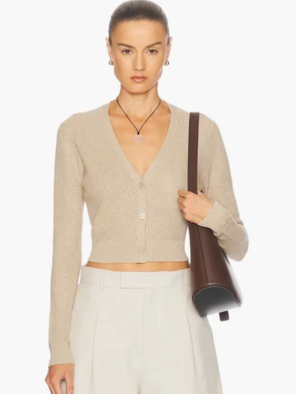 Enza Costa Linen Open-Knit Cropped V-Neck Cardigan – Women’s Size XS